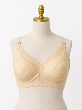 Playtex 46D Wireless Bra In Peach Full Coverage Comfort Support Back Hook EUC
